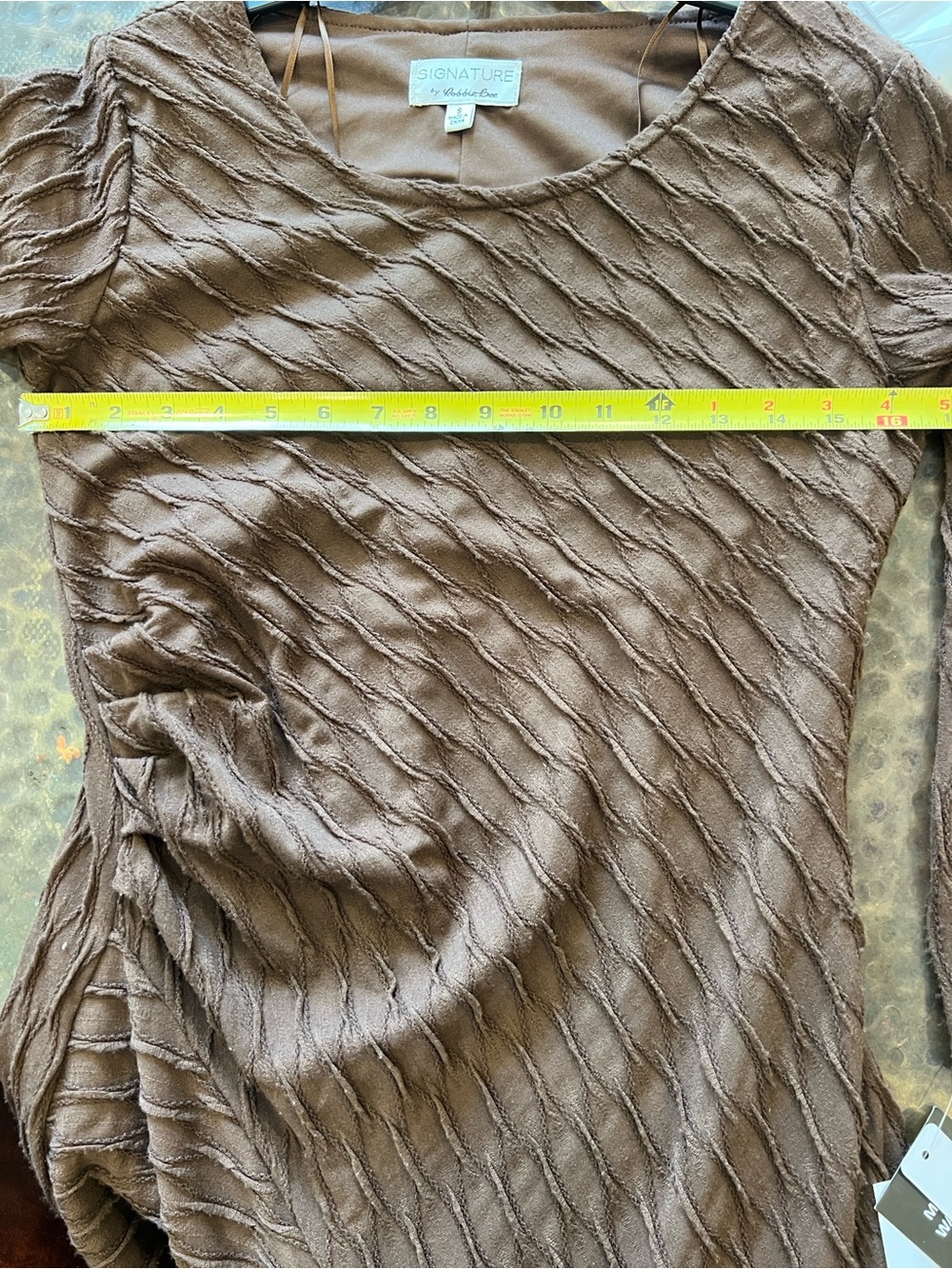 Signature Textured Asymmetrical Brown Dress - Robbie Bee NWT - Picture 7 of 10